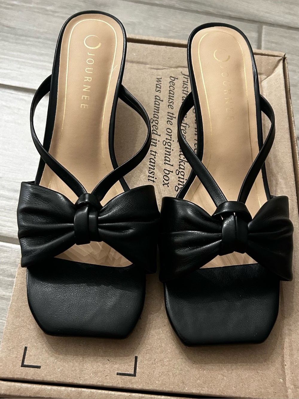 Journee Black Bow Slide Sandals for Women Size 9.5